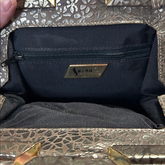 Sharif Gold/Blue/Silver Crossbody/Clutch Multi Textured 9”x 7” Clasp Lock EUC - Picture 6 of 8